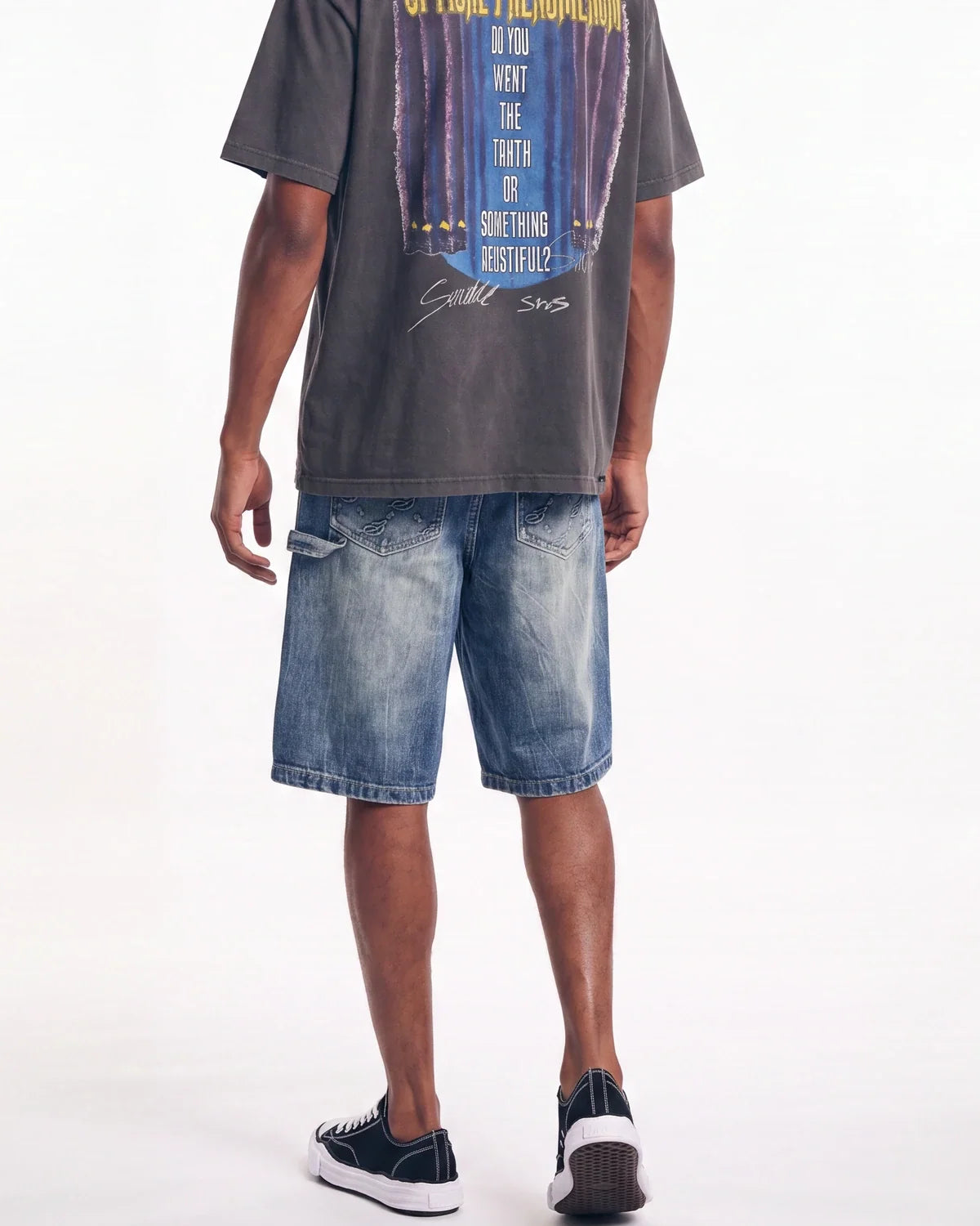 Triple Sevens Monogram Denim Shorts Blue