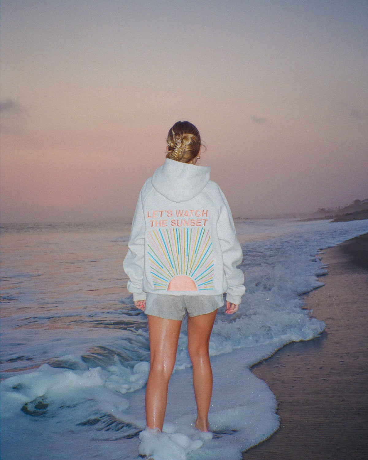 Lets Watch the Sunset Oversized Lux Hoodie in Heather Gray