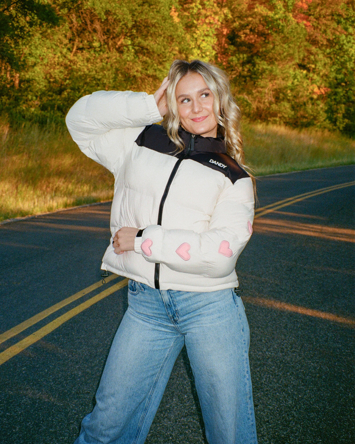 Heart on My Sleeve Puffer Jacket in Cream