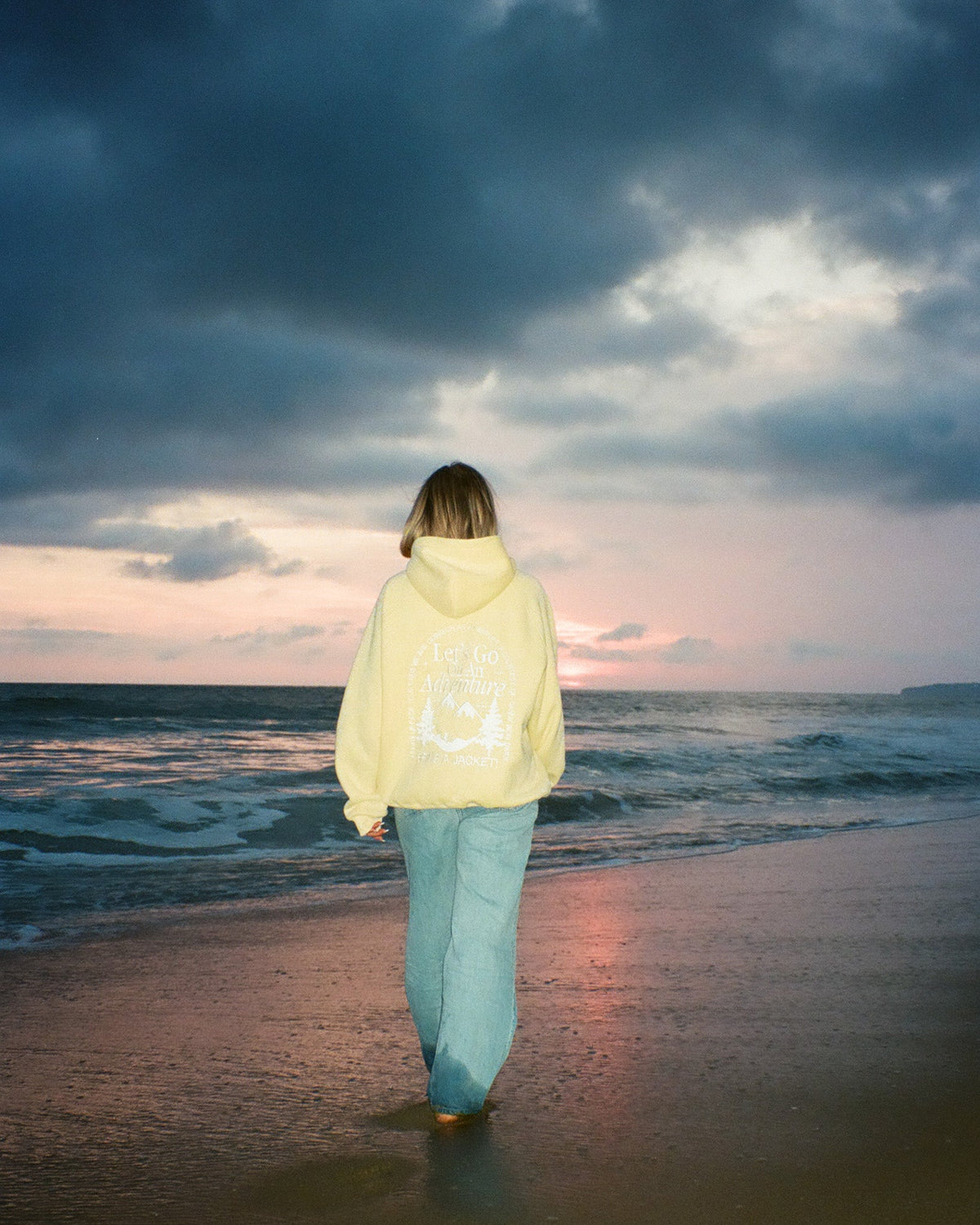 Lets Go On An Adventure Oversized Lux Hoodie in Butter Yellow