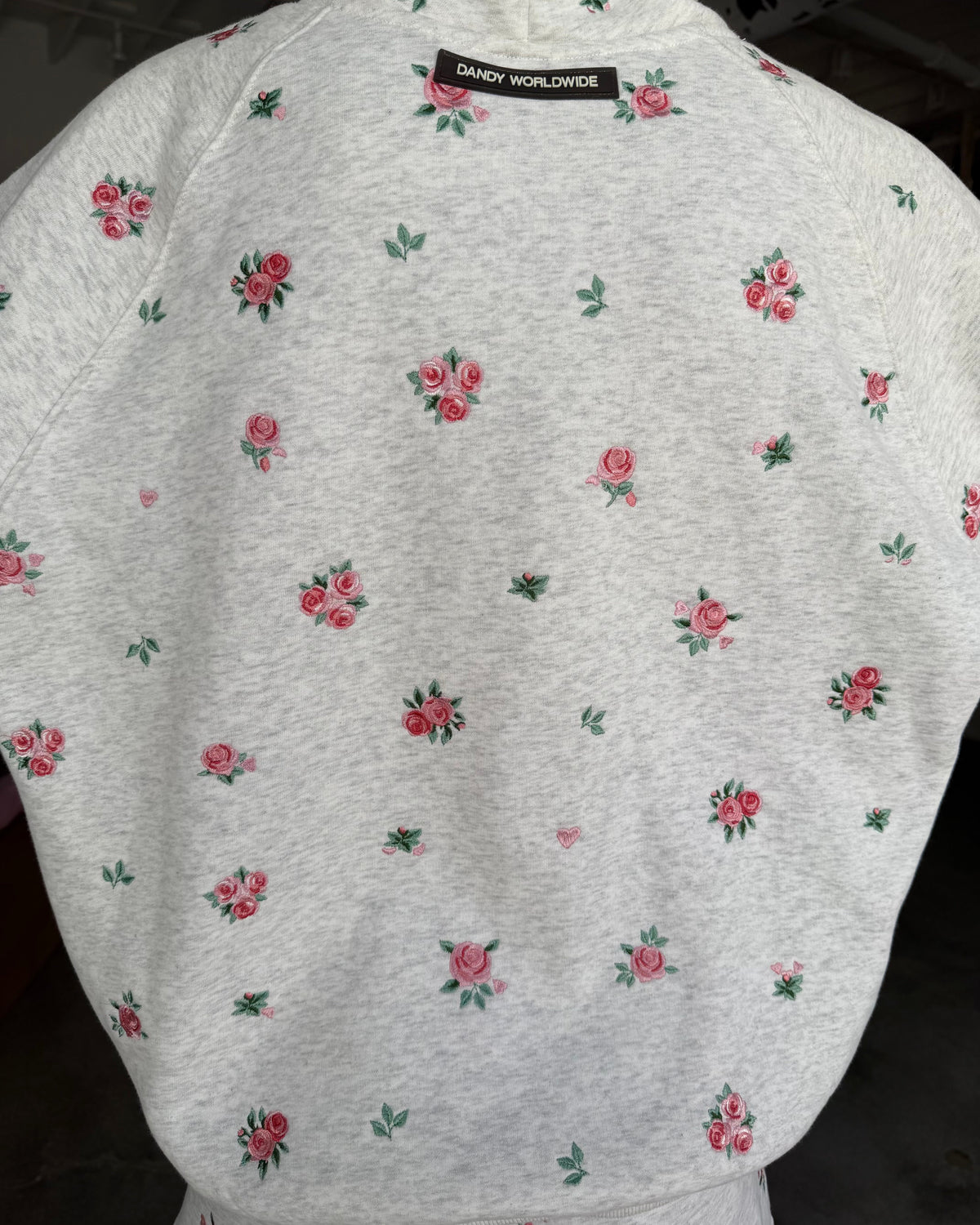 Roses Oversized Lux Hoodie in Heather Gray