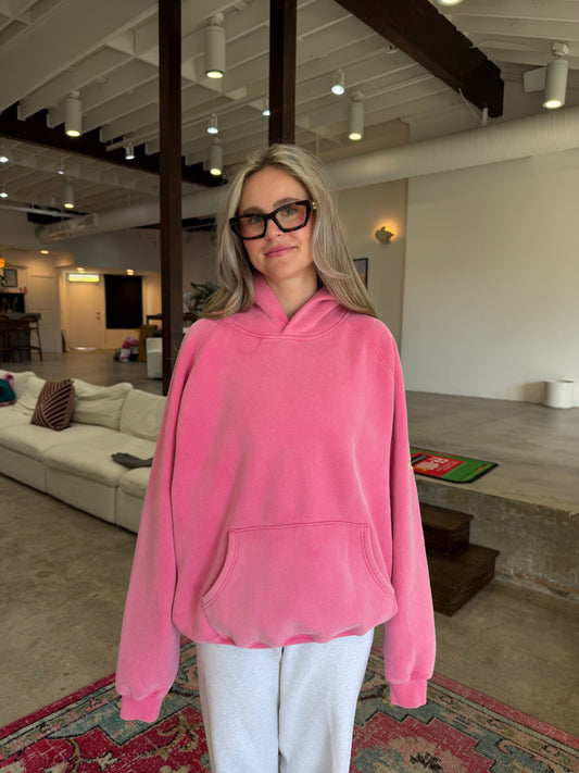 Basics Oversized Lux Hoodie in Vintage Washed Pink