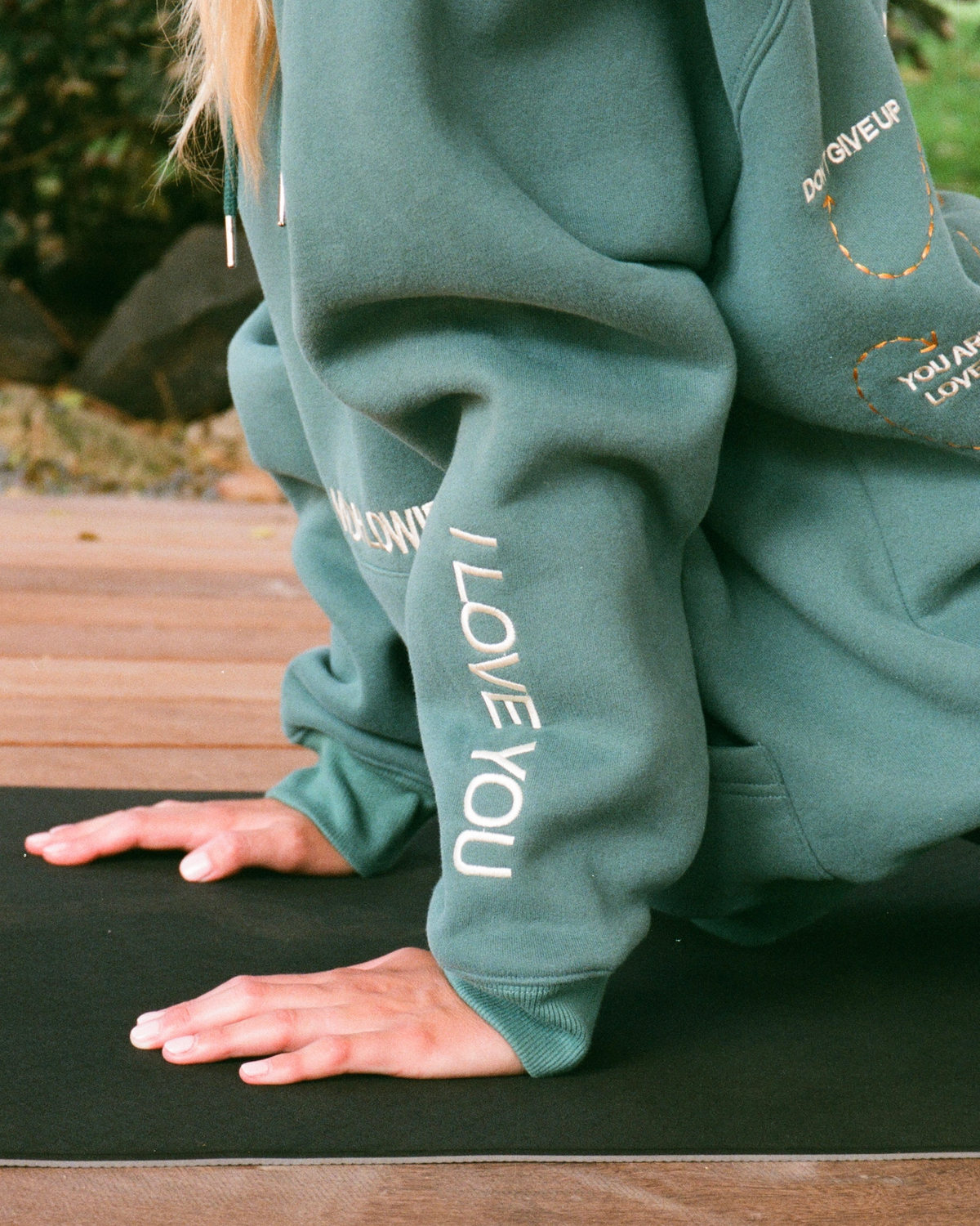 Words of Affirmation Oversized Lux Hoodie in Green