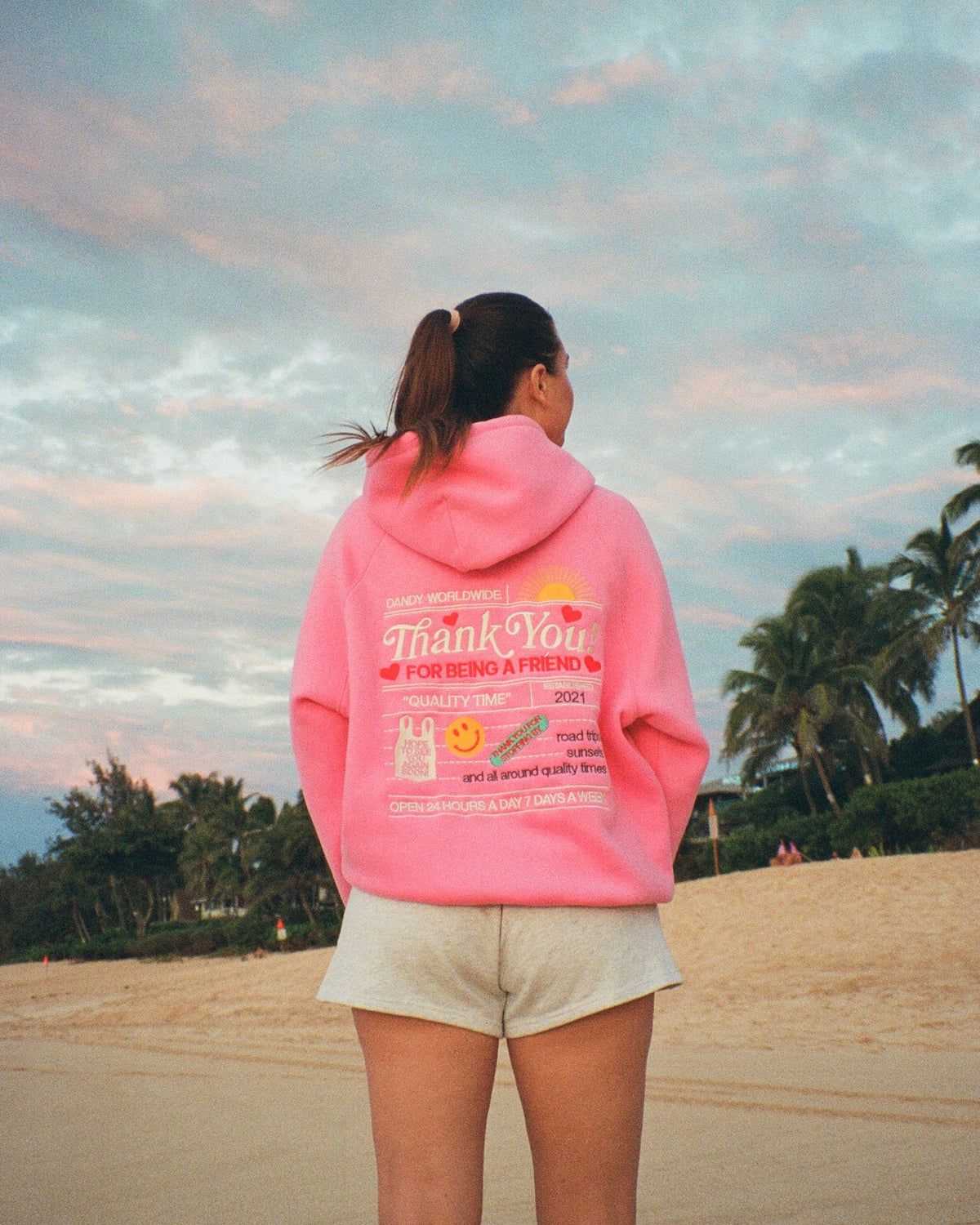 Quality Time Oversized Lux Hoodie in Pink