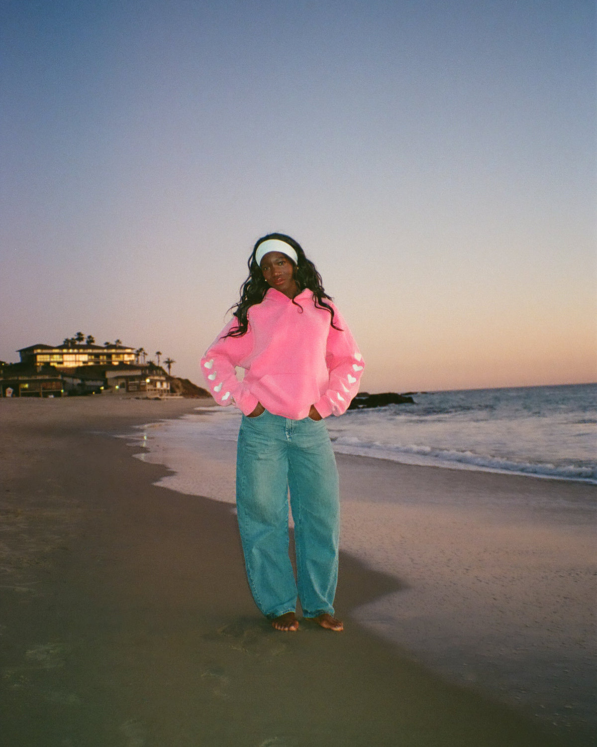 Heart on My Sleeve Oversized Lux Hoodie in Vintage Washed Pink