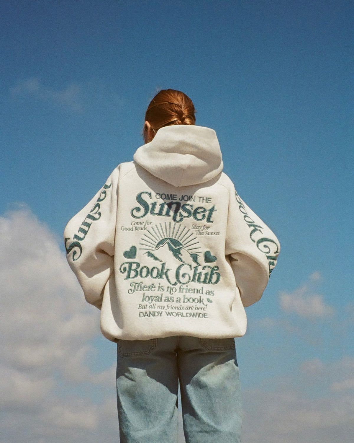 Book Club Oversized Lux Hoodie in Heather Gray and Blue