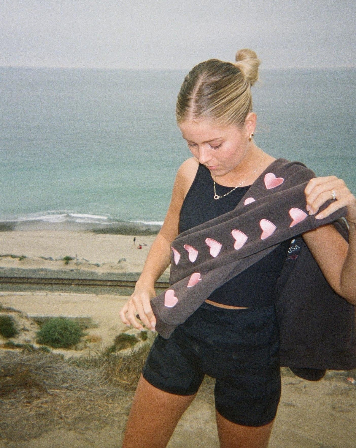 Heart on My Sleeve Oversized Lux Hoodie in Charcoal Gray