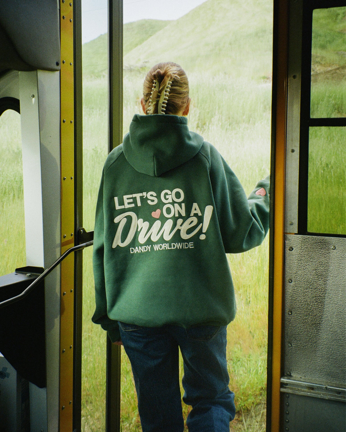 Lets Go on a Drive Oversized Lux Hoodie in Green