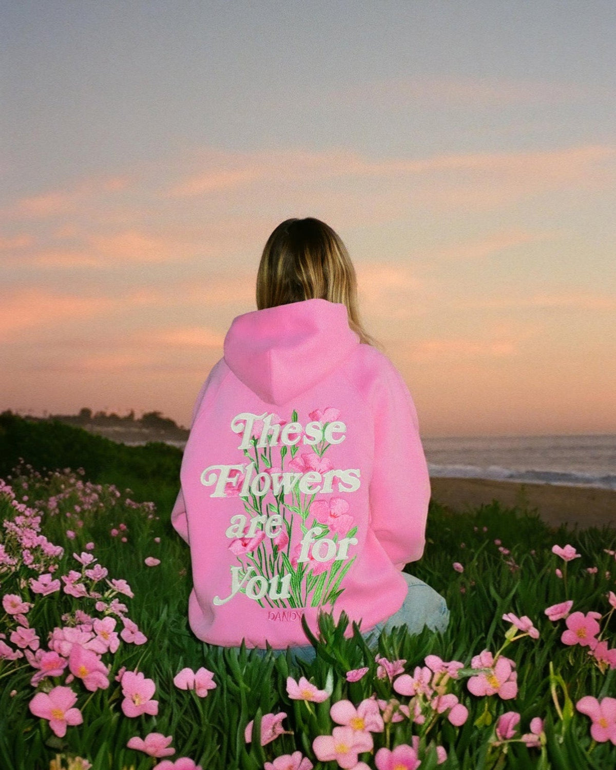 These Flowers Oversized Lux Hoodie in Pink