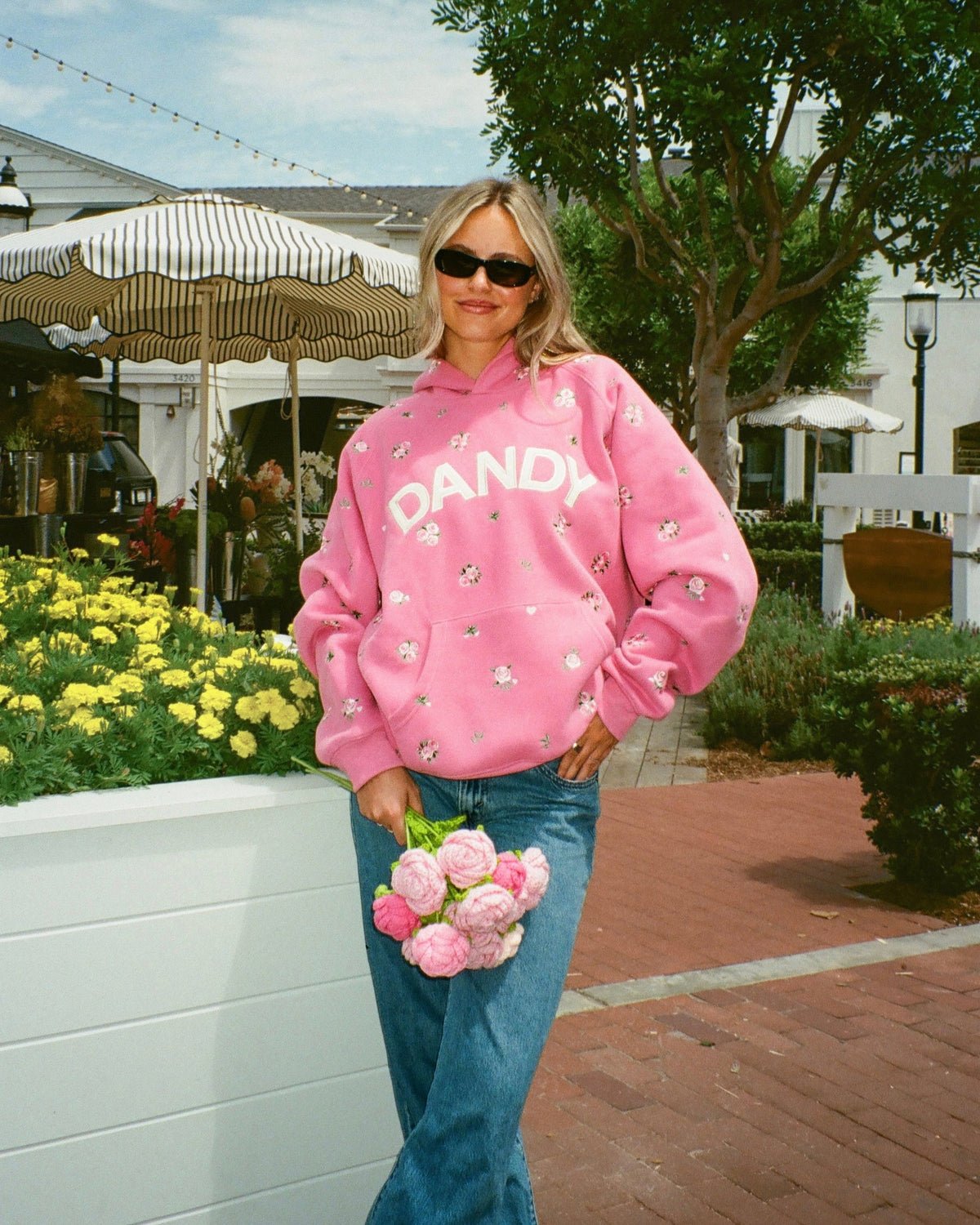 Roses Oversized Lux Hoodie in Pink