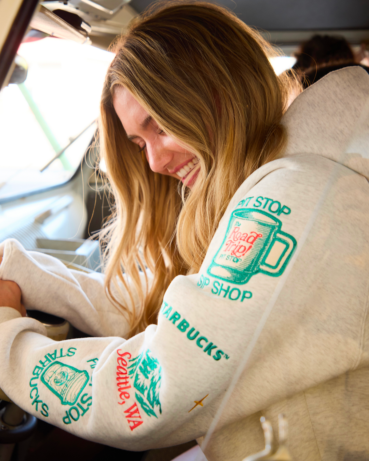 DANDY + STARBUCKS Pit Stop Hoodie in Heather Grey