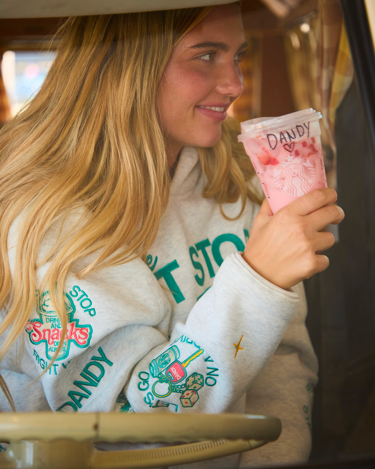 DANDY + STARBUCKS Pit Stop Hoodie in Heather Grey