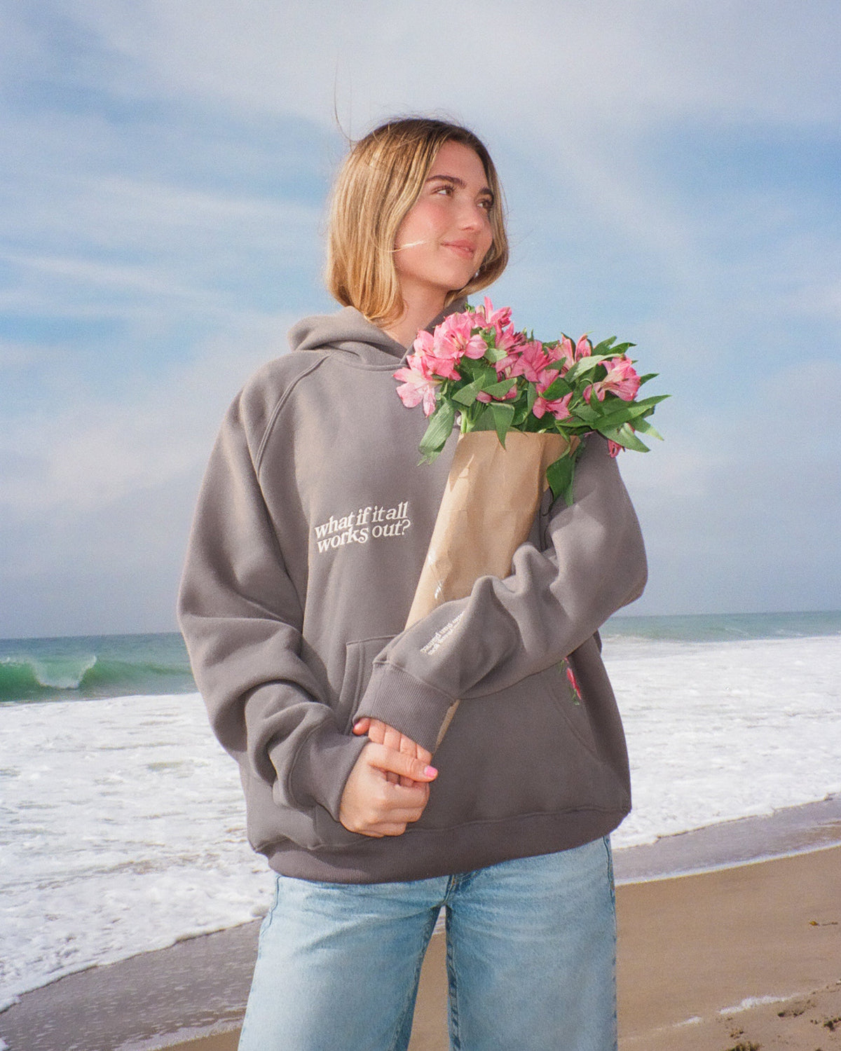 What If Oversized Lux Hoodie in Dark Gray