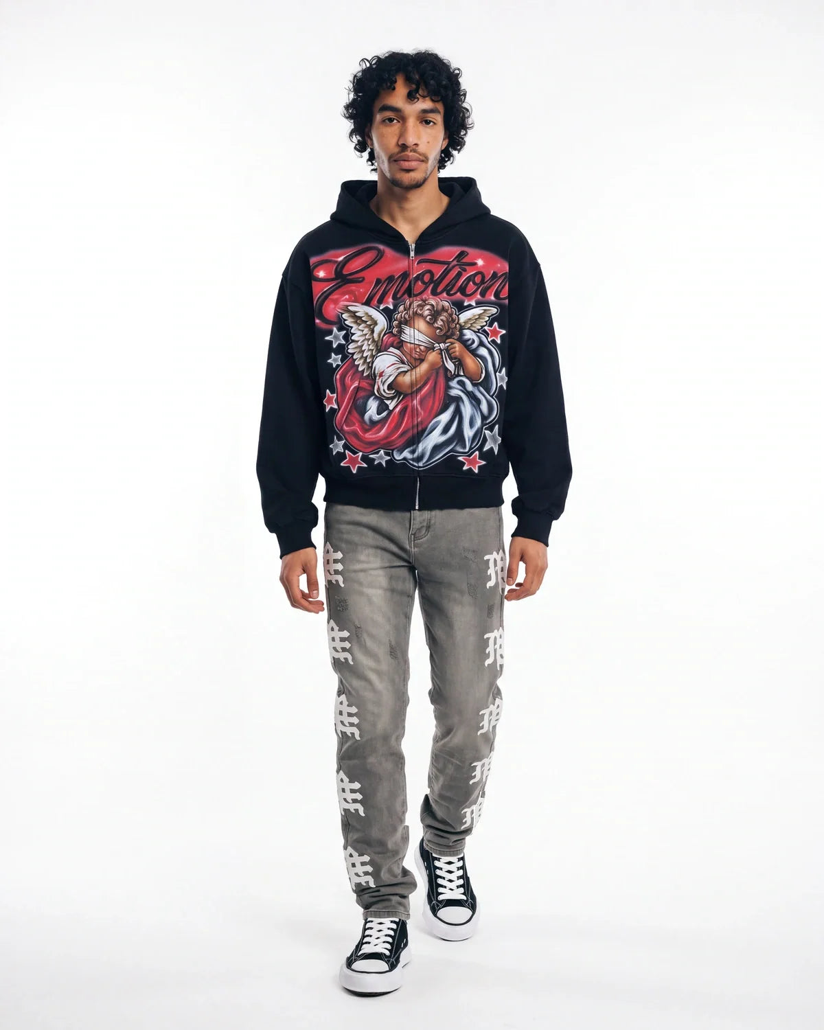 Mixed Emotions Unveiled Zip Up Hoodie Black
