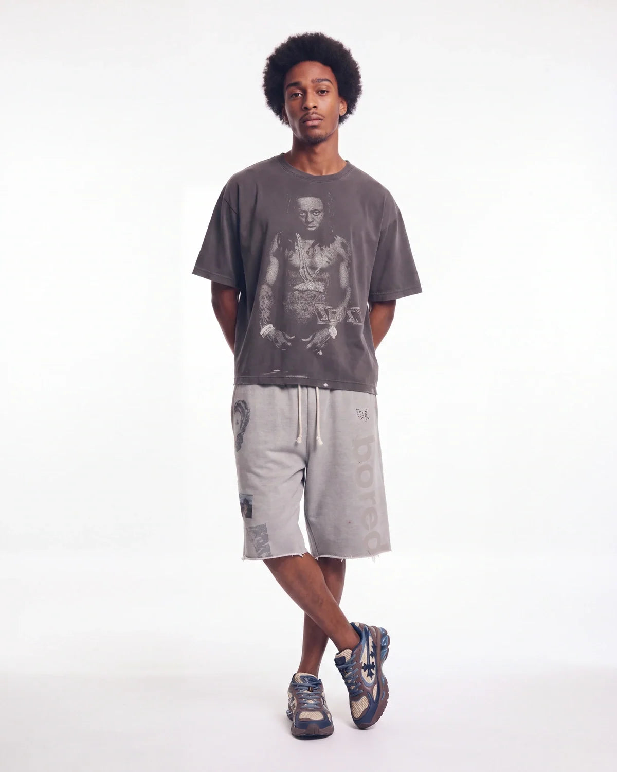 Boredom Kills Message Sweatshorts Grey