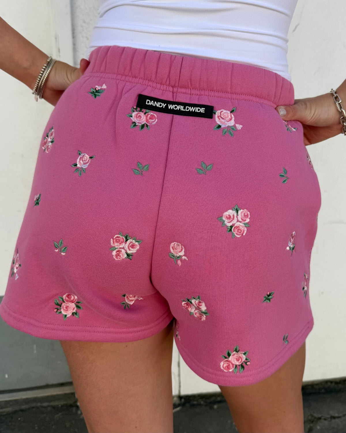 Roses Sweat Shorts in Pink