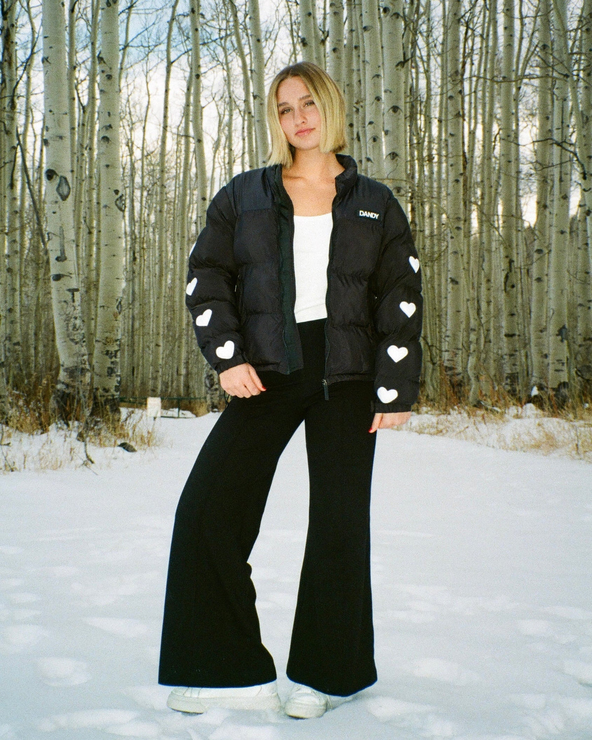 Heart on My Sleeve Puffer Jacket in Black