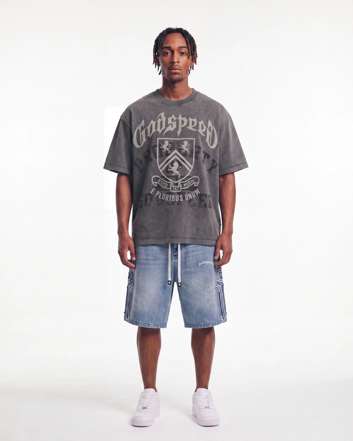 Godspeed Collegiate Tee Grey Wash