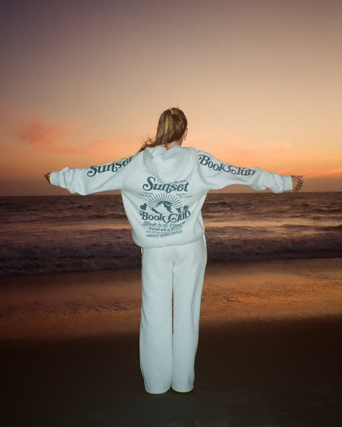 Book Club Oversized Lux Hoodie in Heather Gray and Blue