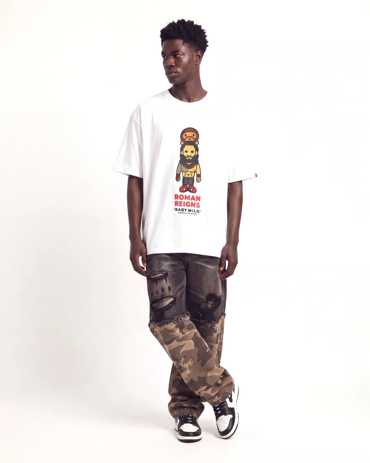 Bape x WWE Roman Reigns Baby Milo Relaxed Fit Tee White