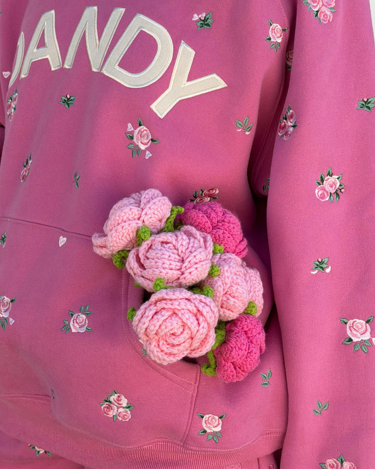 Roses Oversized Lux Hoodie in Pink