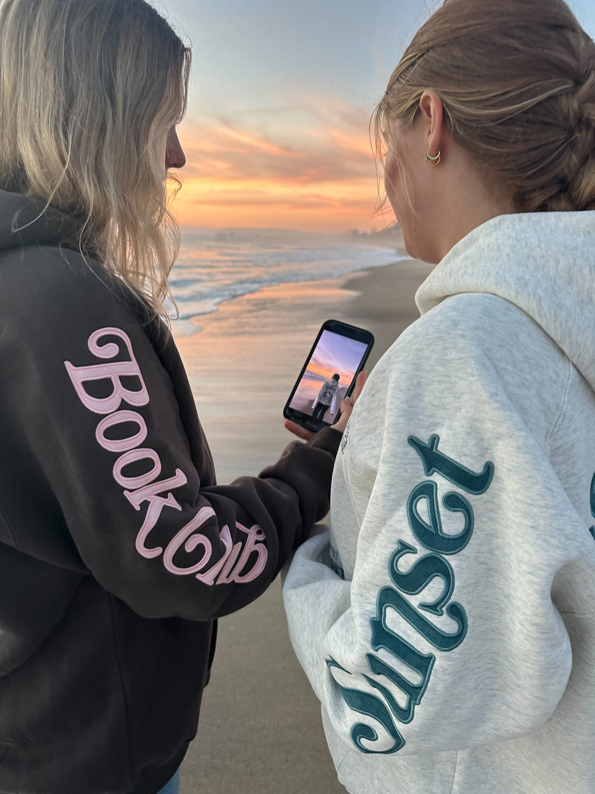 Book Club Oversized Lux Hoodie in Heather Gray and Blue