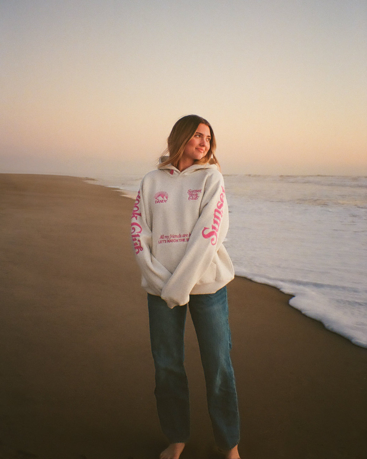 Book Club Oversized Lux Hoodie in Heather Gray and Pink