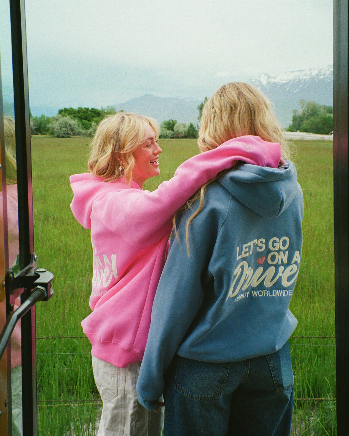 Lets Go on a Drive Oversized Lux Hoodie in Blue