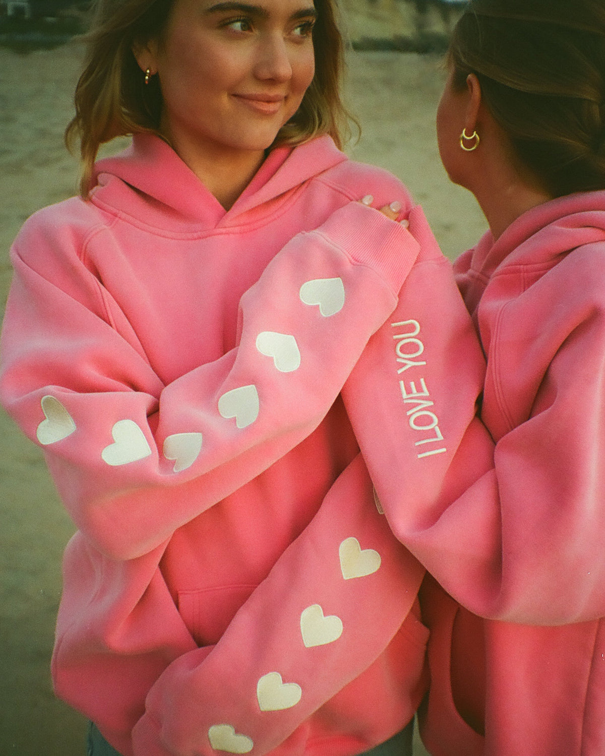 Heart on My Sleeve Oversized Lux Hoodie in Vintage Washed Pink