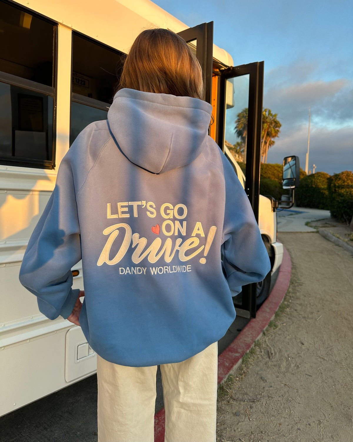 Lets Go on a Drive Oversized Lux Hoodie in Blue