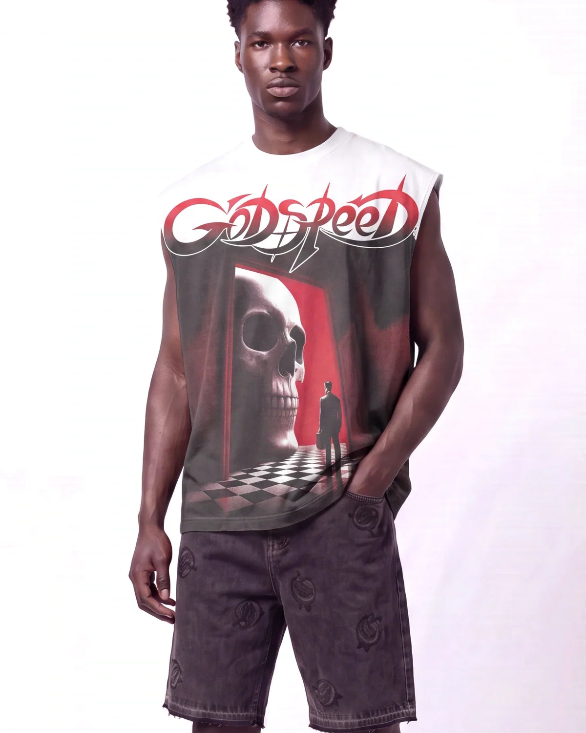 Godspeed Fates Doorstep Sleeveless Tee White