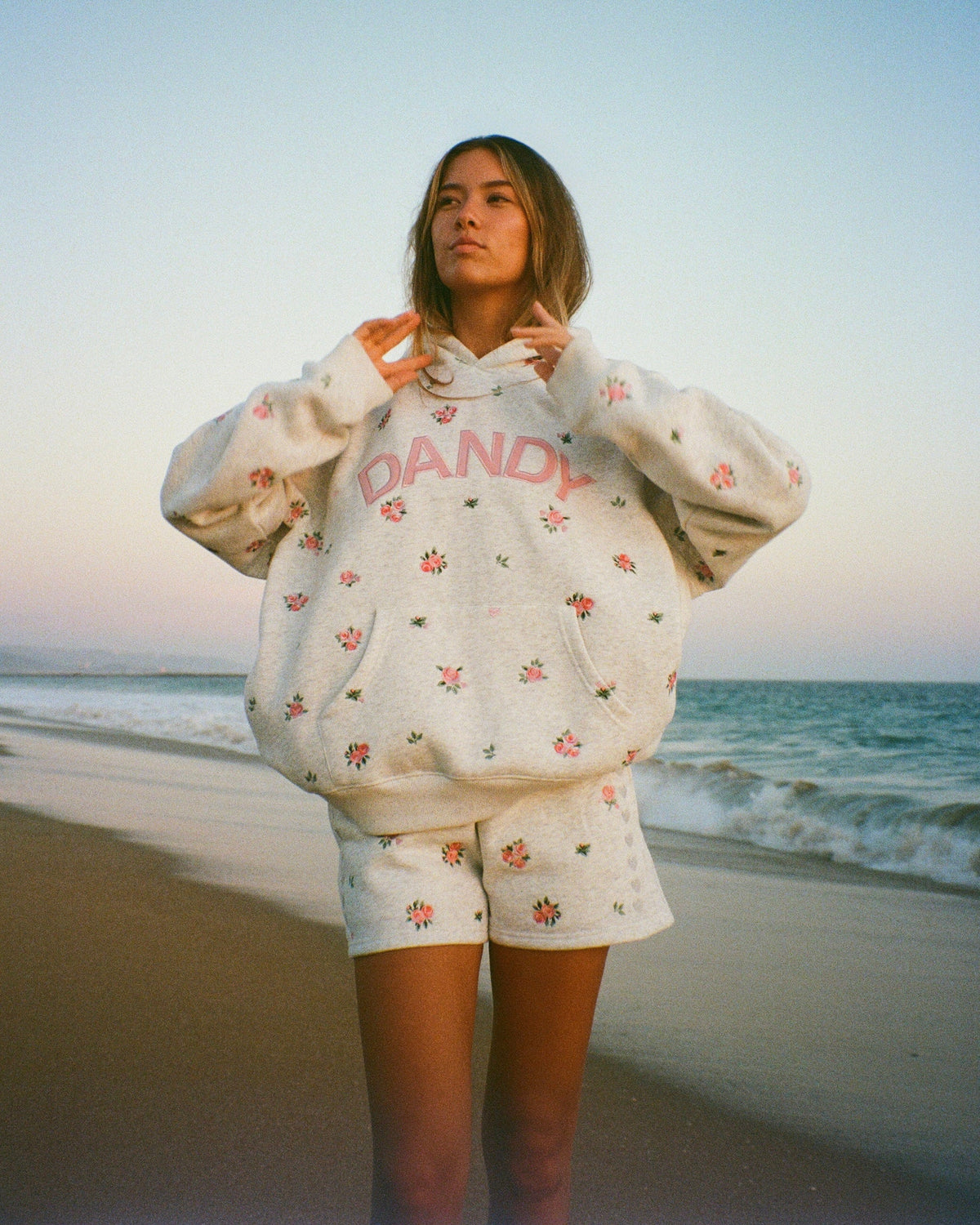 Roses Oversized Lux Hoodie in Heather Gray