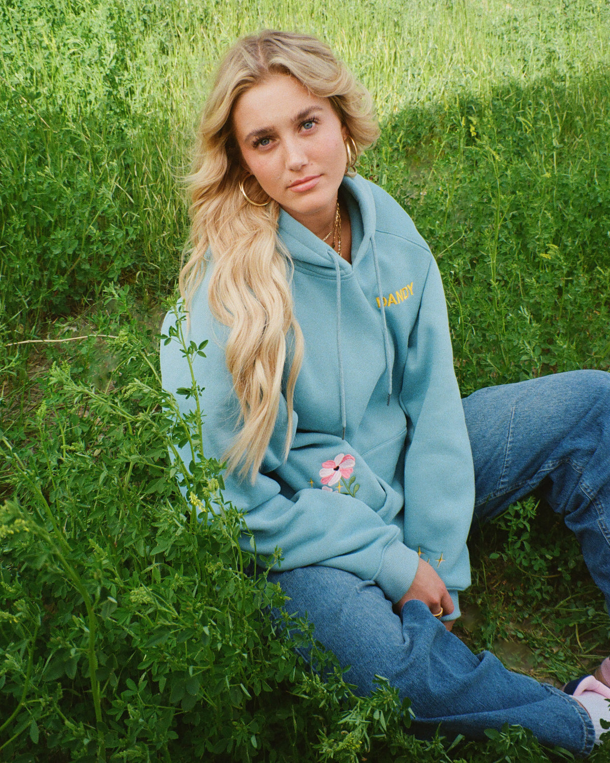Gift Giving Oversized Lux Hoodie in Blue
