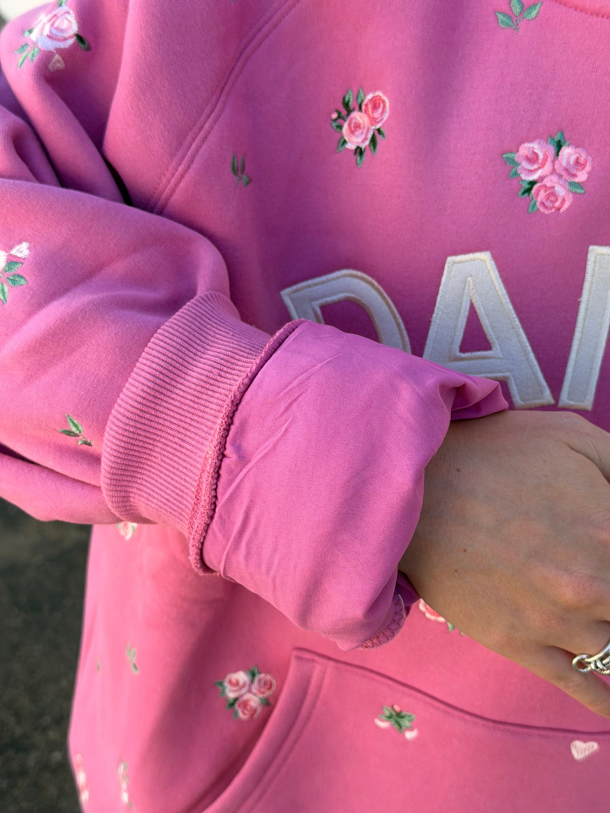 Roses Oversized Lux Hoodie in Pink
