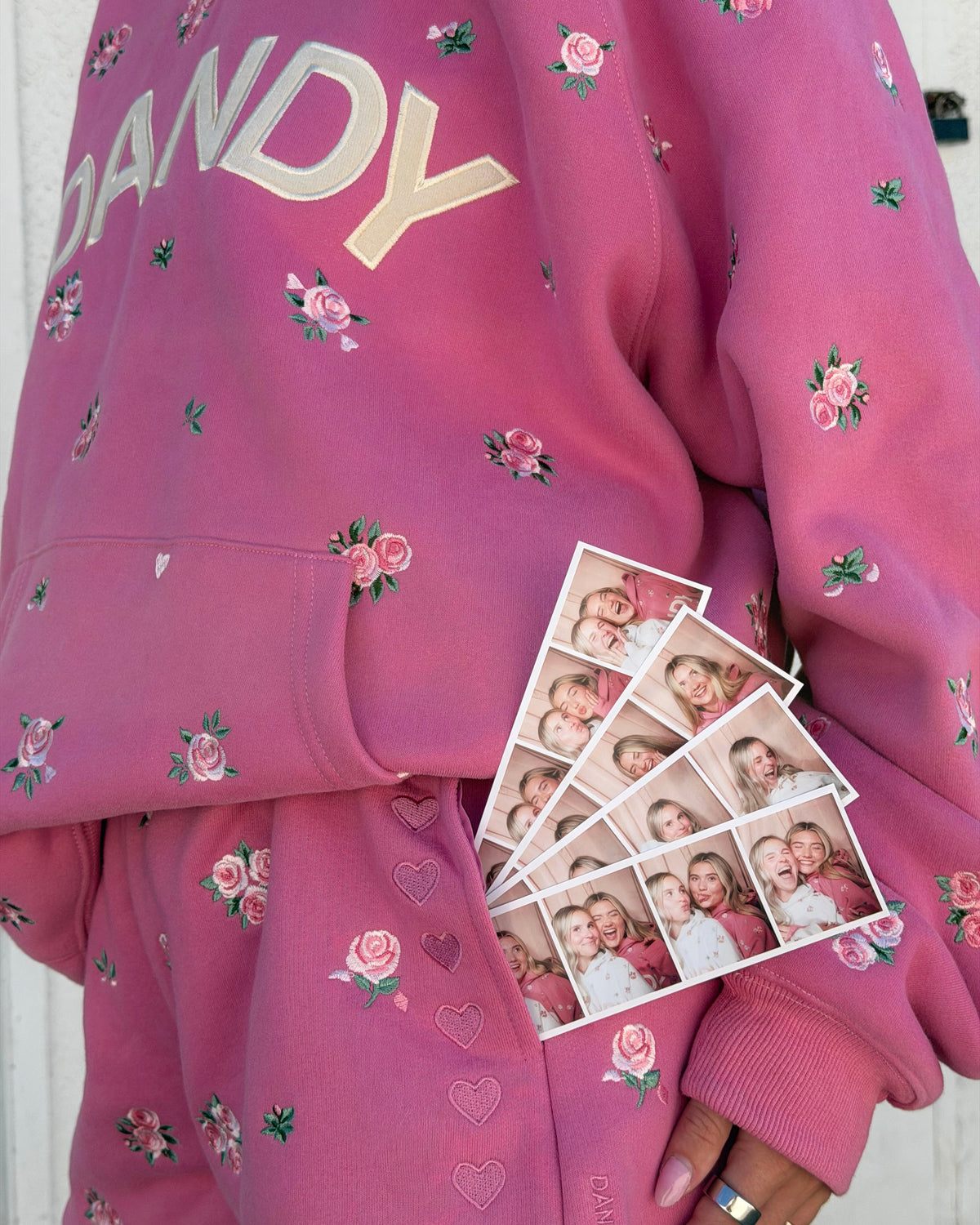 Roses Oversized Lux Hoodie in Pink