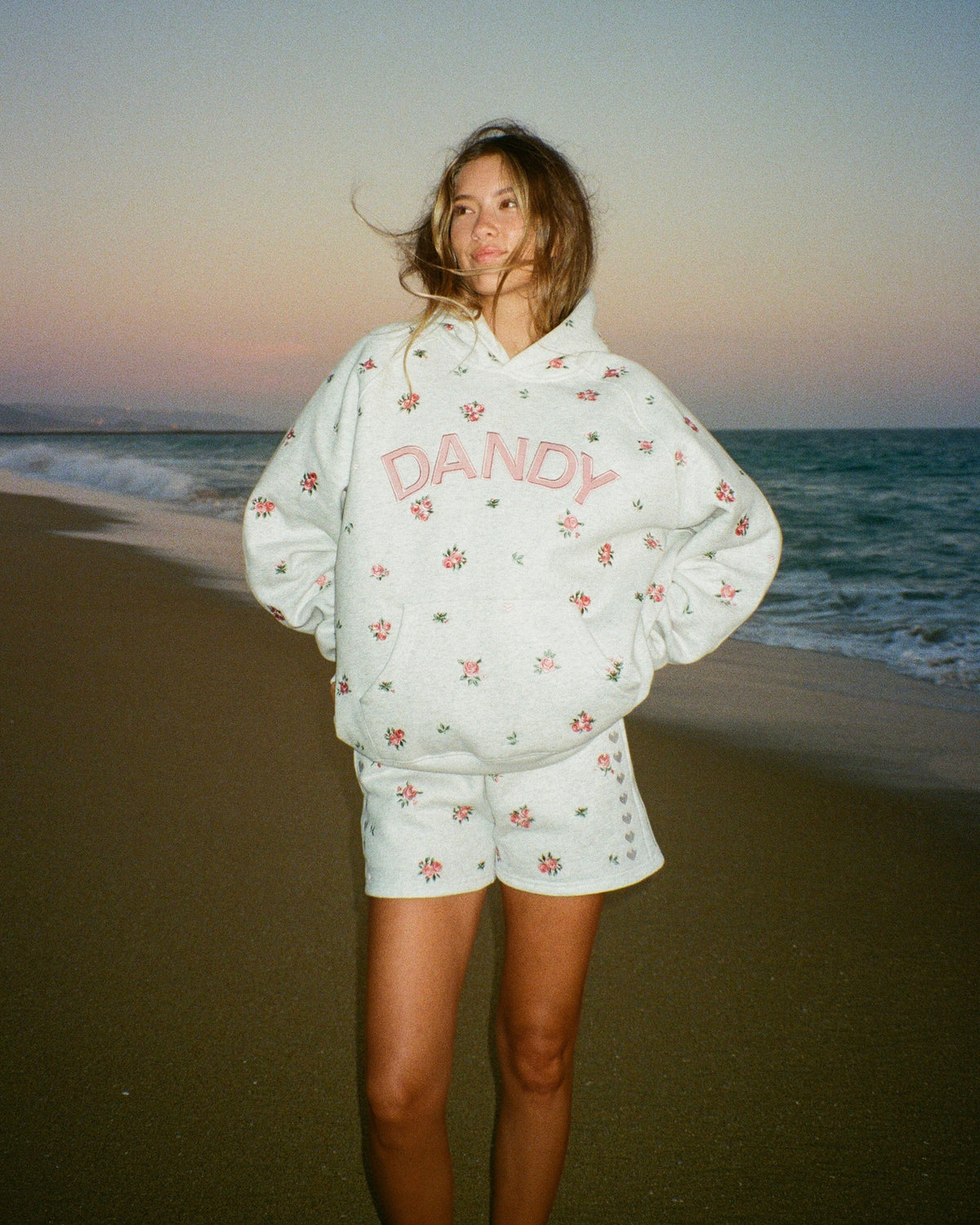 Roses Oversized Lux Hoodie in Heather Gray