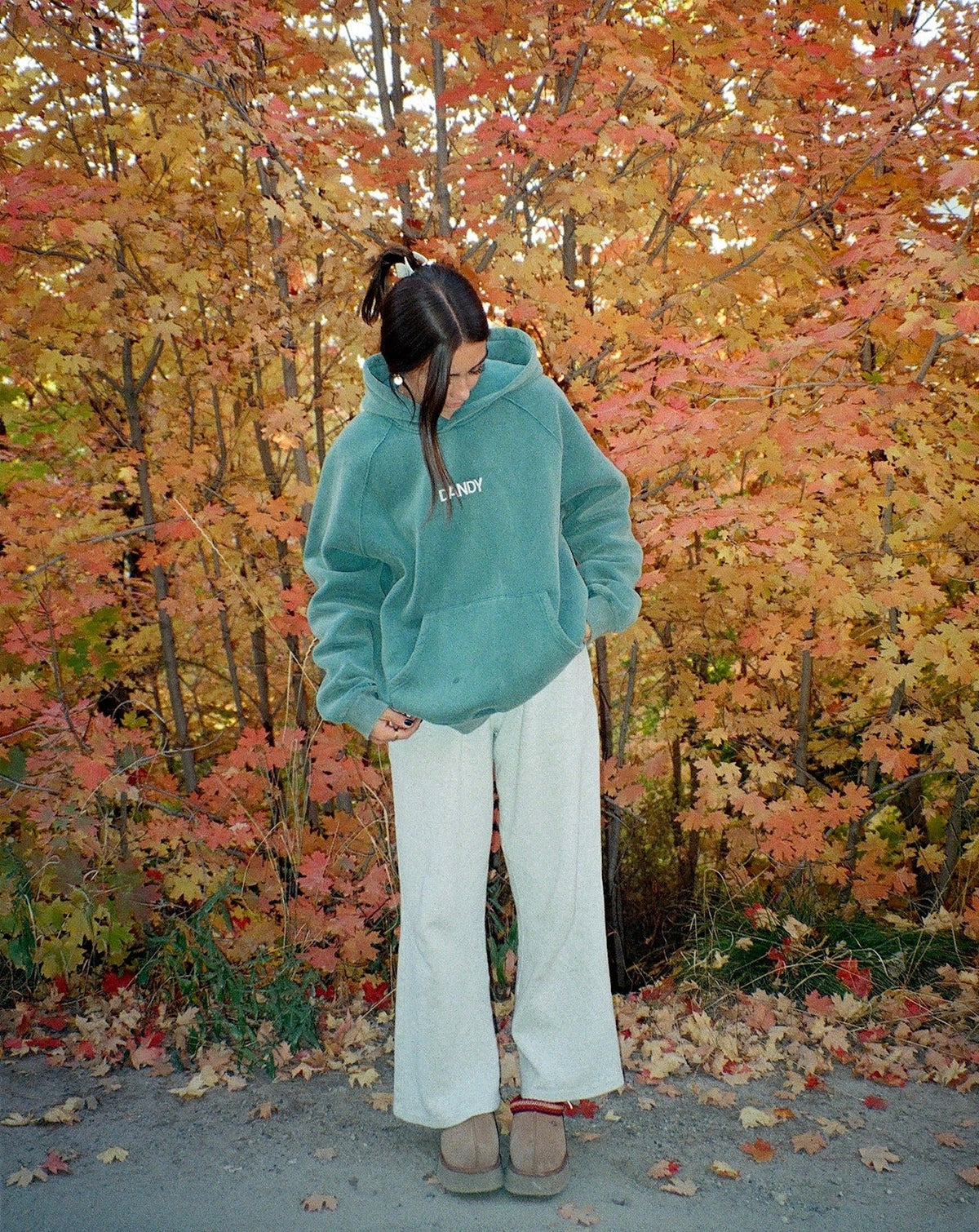 Lets Go On An Adventure Oversized Lux Hoodie in Pine Green
