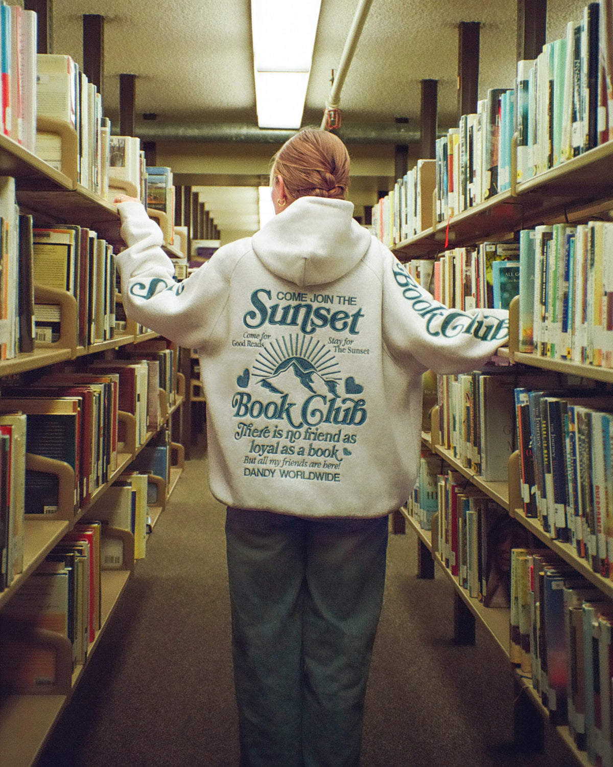 Book Club Oversized Lux Hoodie in Heather Gray and Blue