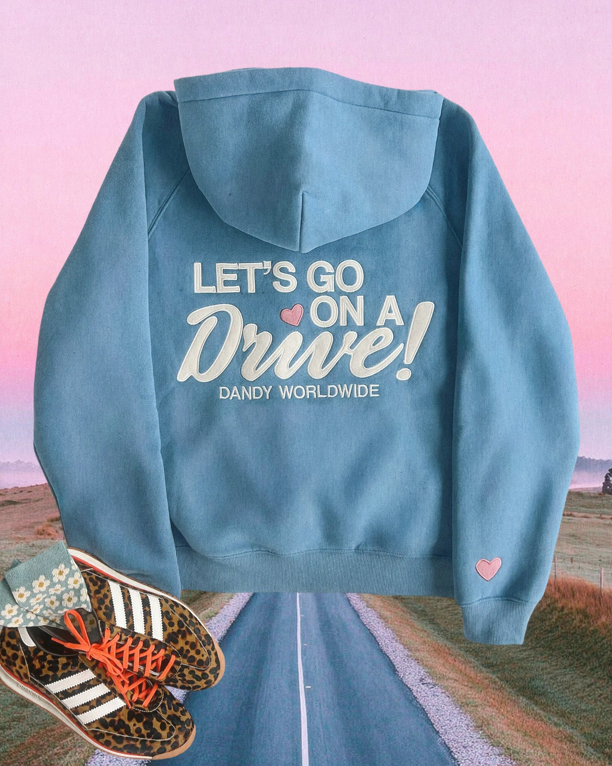 Lets Go on a Drive Oversized Lux Hoodie in Blue
