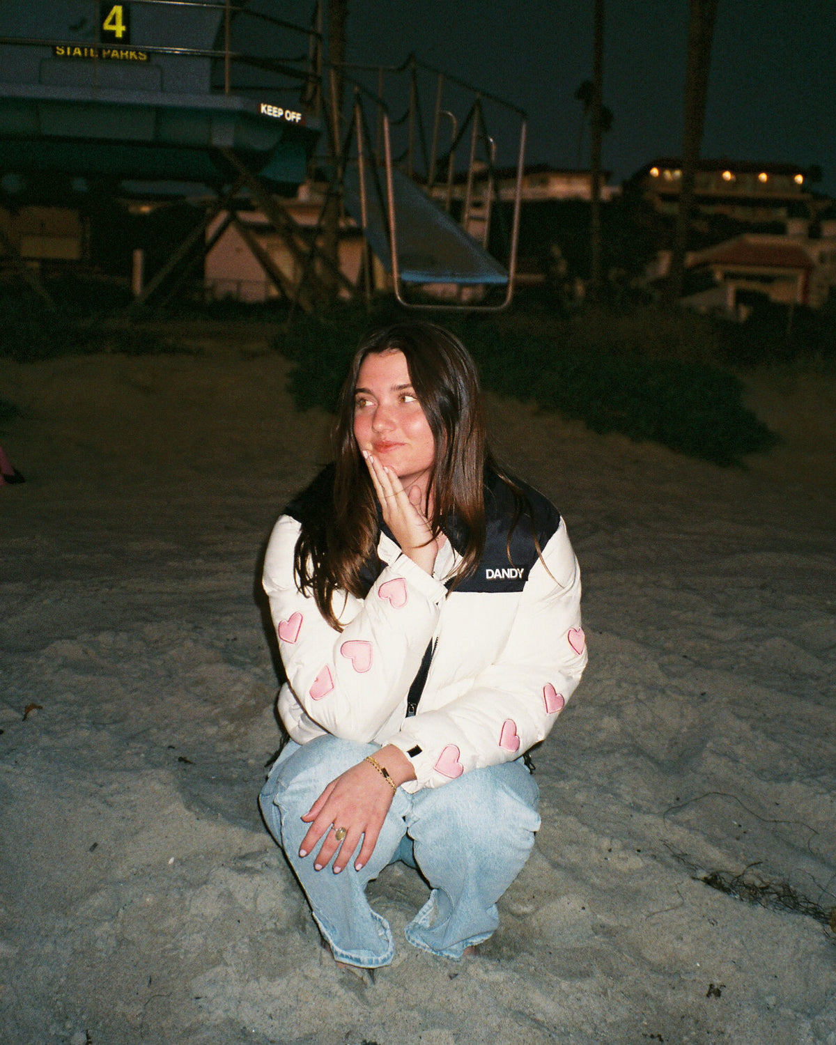 Heart on My Sleeve Puffer Jacket in Cream