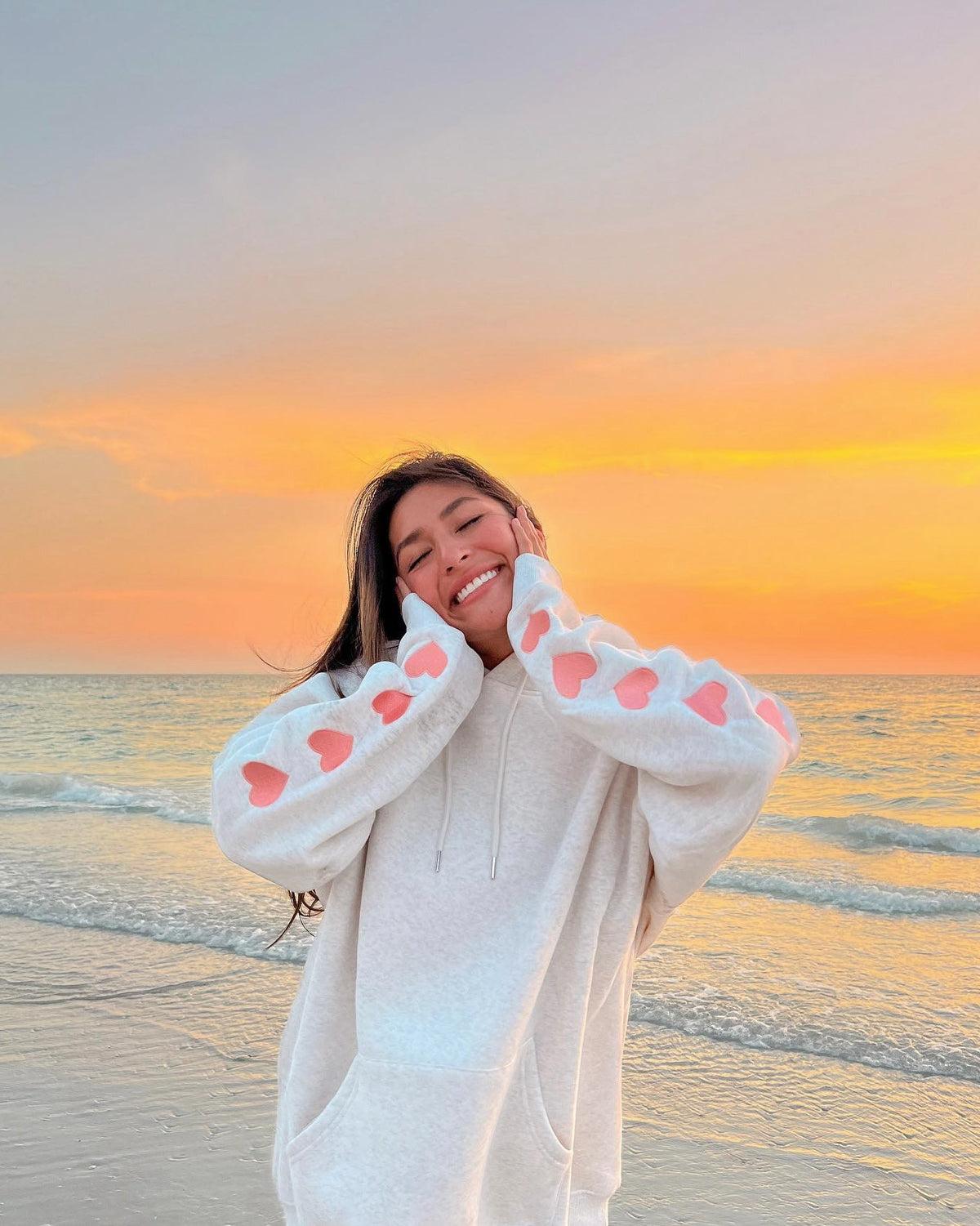 Heart on My Sleeve Oversized Lux Hoodie in Heather Gray