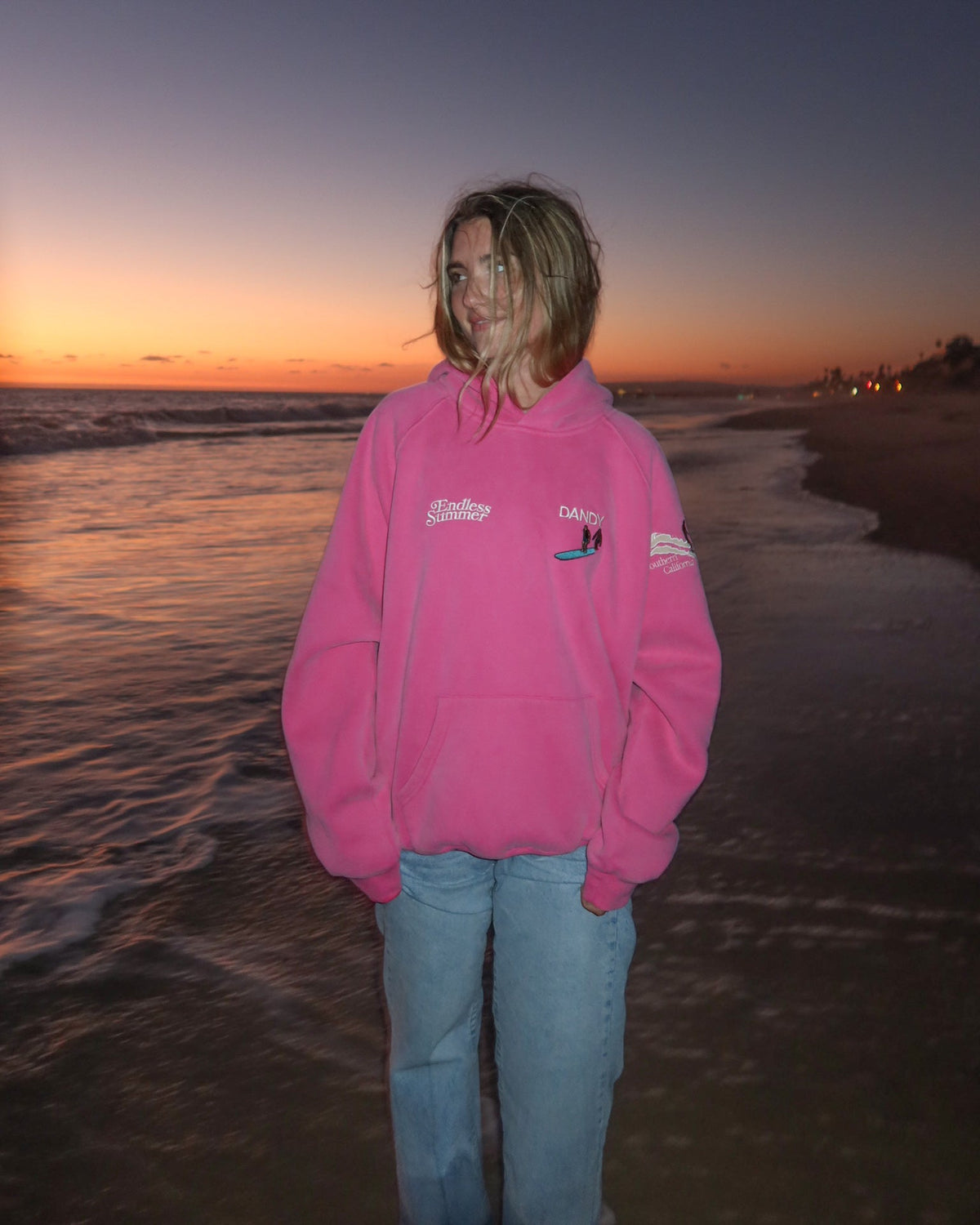 Endless Summer Oversized Lux Hoodie in Vintage Washed Pink