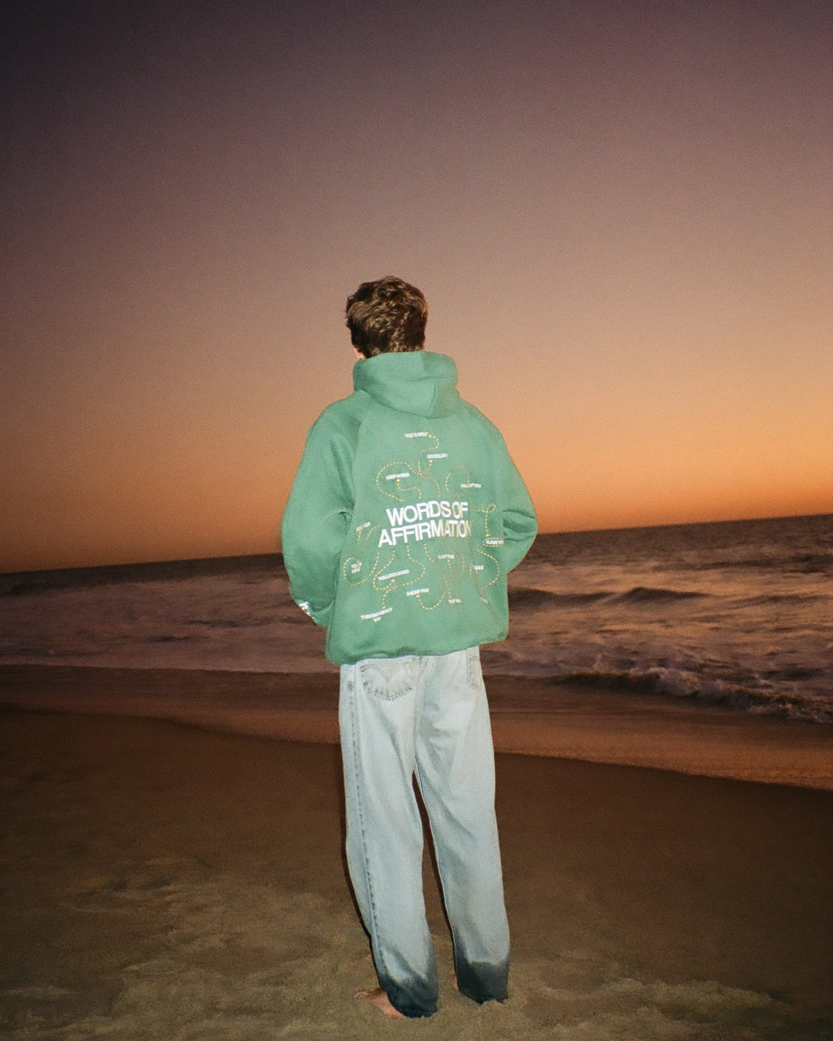 Words of Affirmation Oversized Lux Hoodie in Green