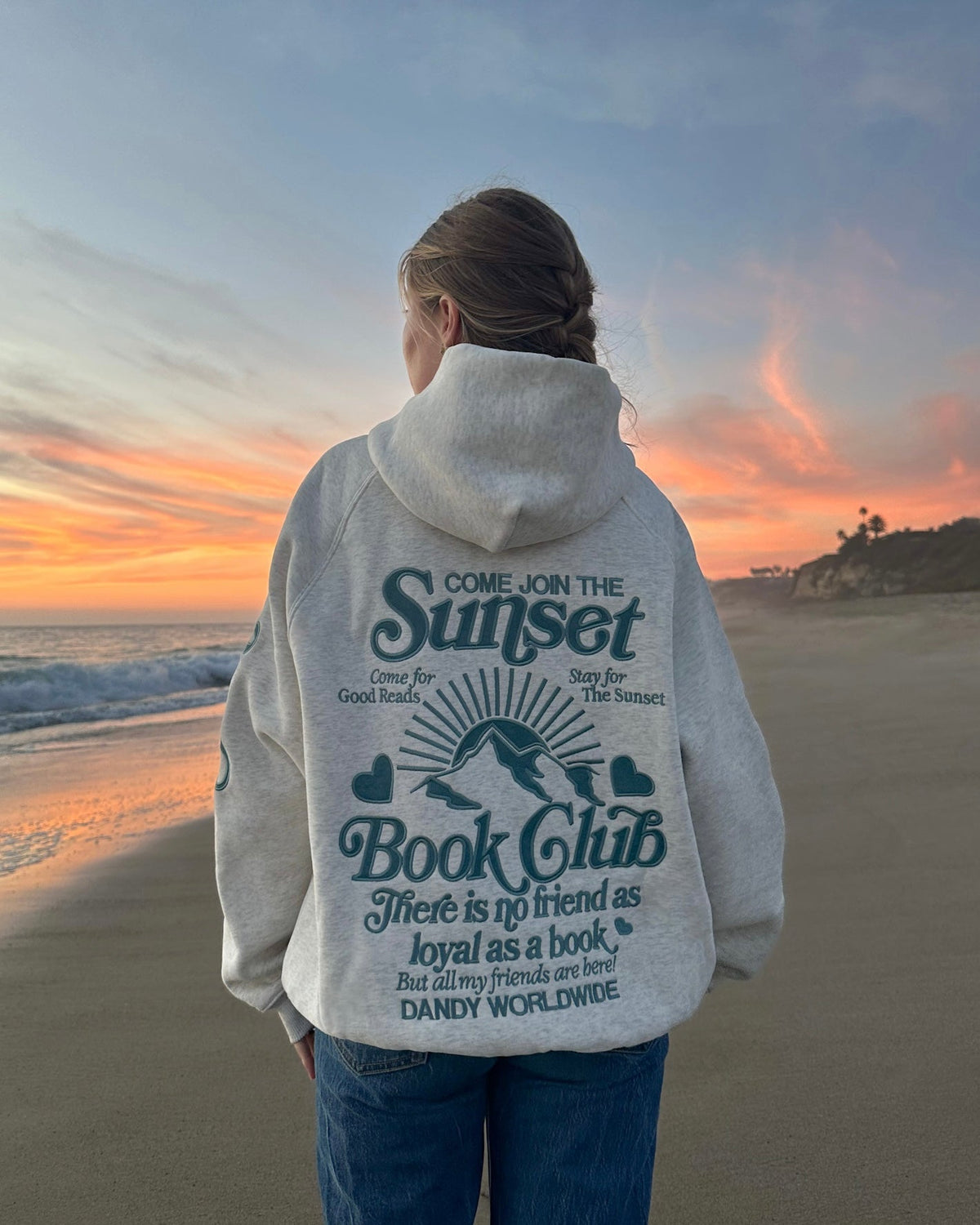 Book Club Oversized Lux Hoodie in Heather Gray and Blue