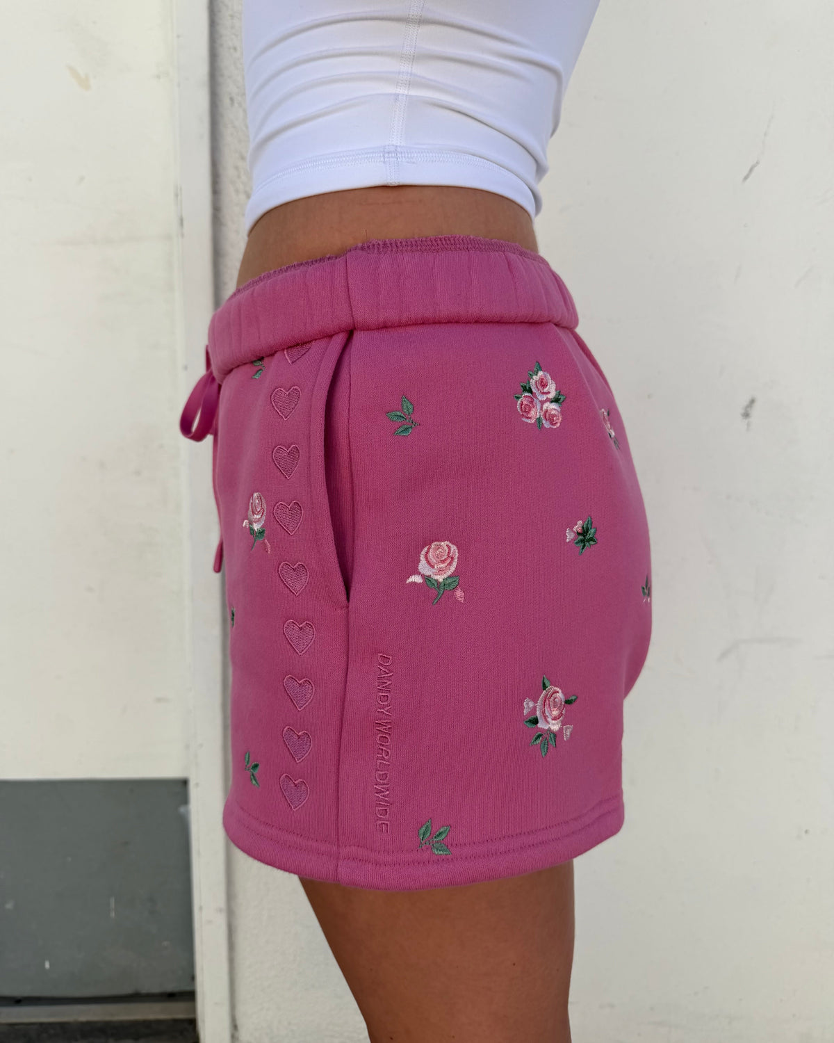 Roses Sweat Shorts in Pink