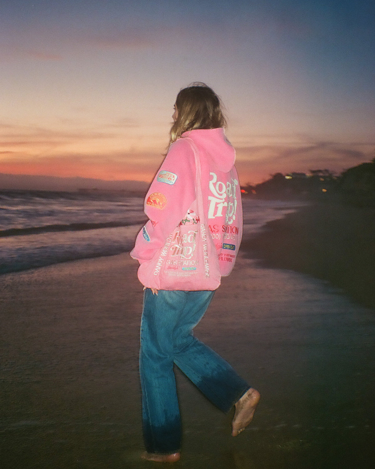 Road Trip! Oversized Lux Hoodie in Vintage Washed Pink