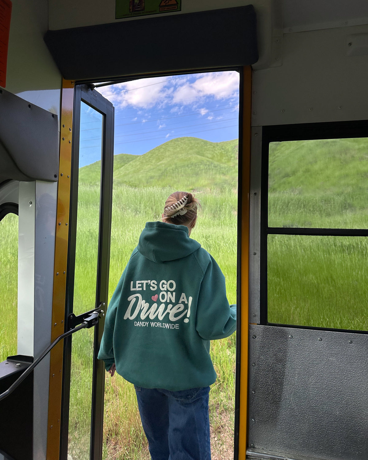 Lets Go on a Drive Oversized Lux Hoodie in Green