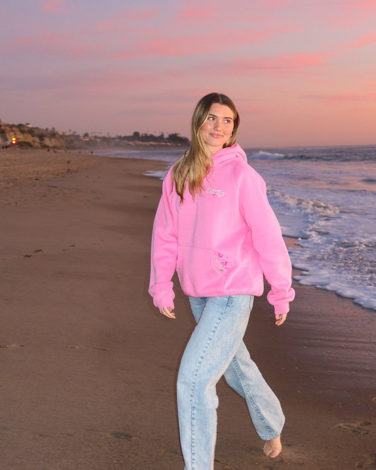 These Flowers Oversized Lux Hoodie in Pink