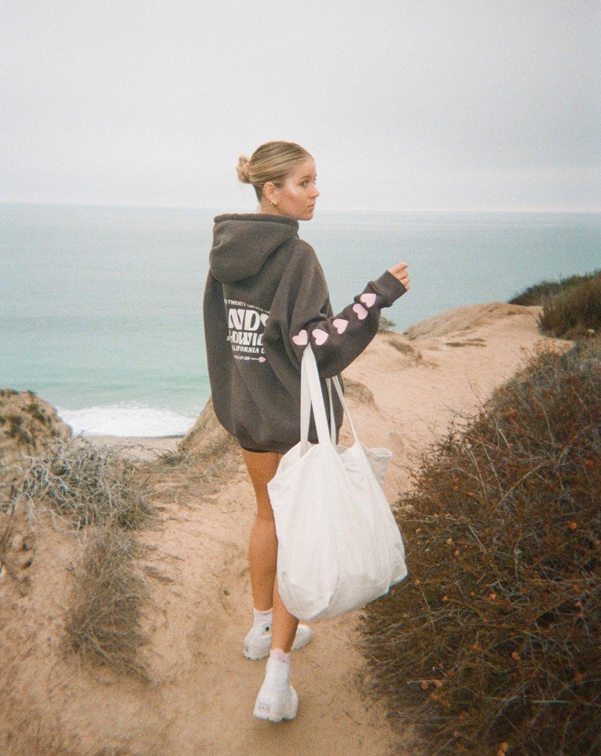 Heart on My Sleeve Oversized Lux Hoodie in Charcoal Gray