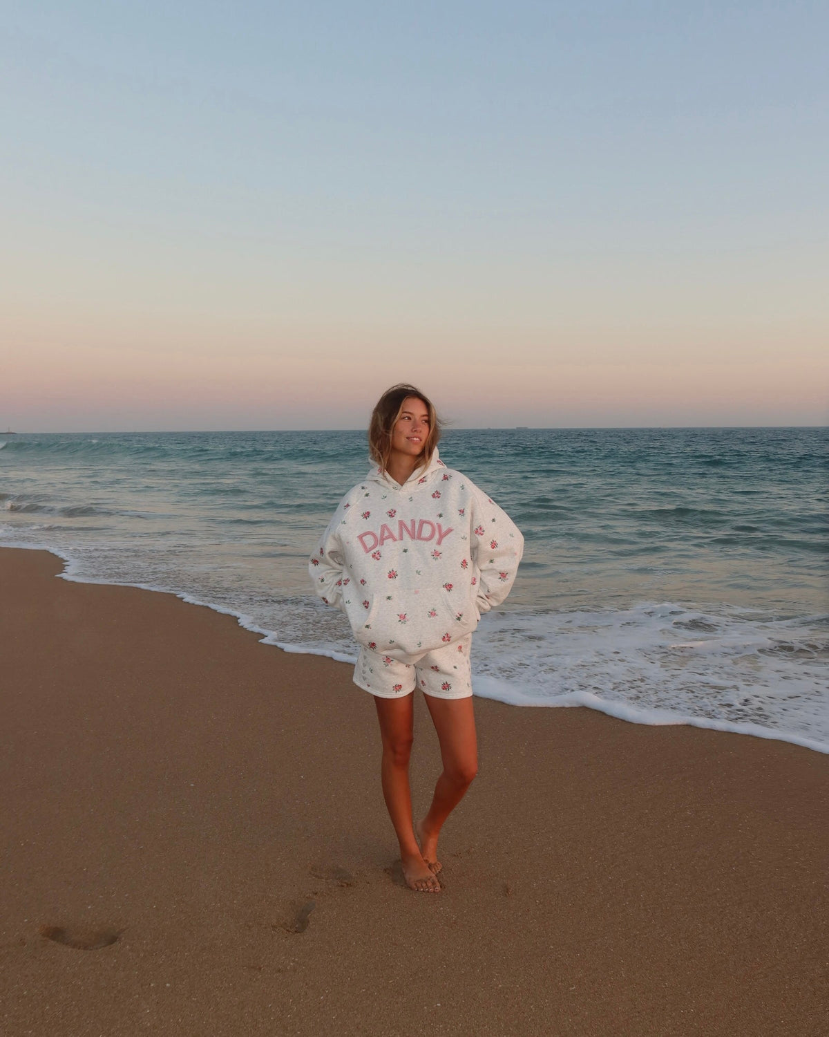 Roses Oversized Lux Hoodie in Heather Gray